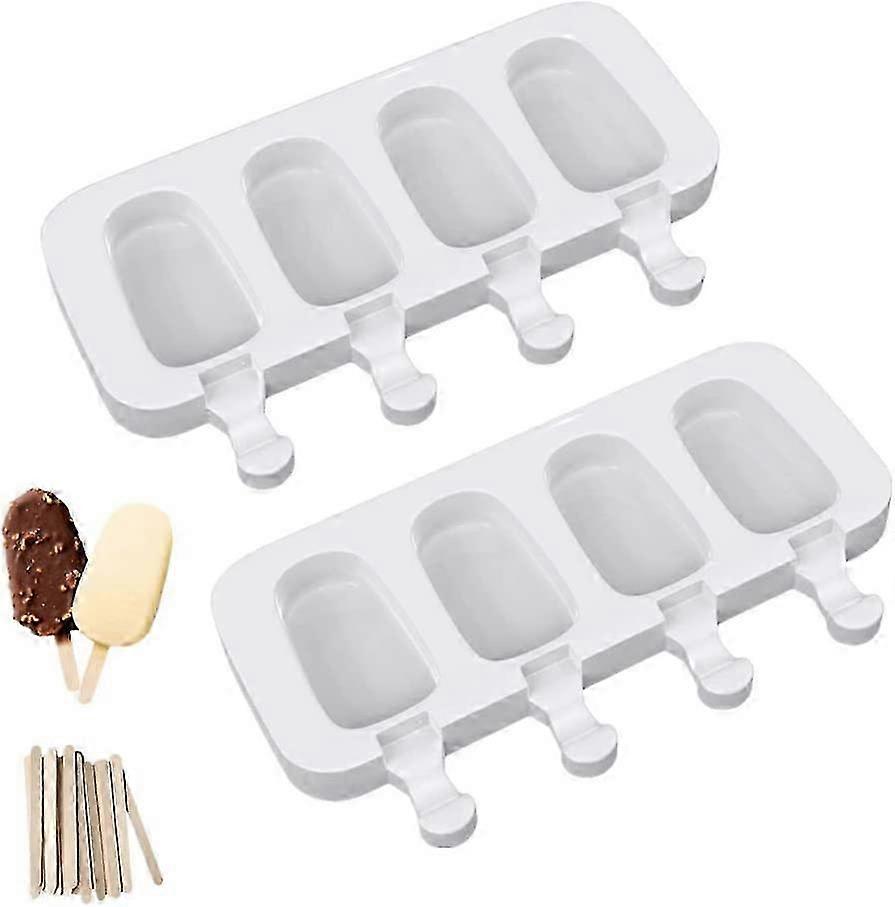 Silicone Ice Pop Molds Set with 4 Cavities Oval Cake Pop Molds and 20 Wooden Sticks for DIY Popsicles Clear