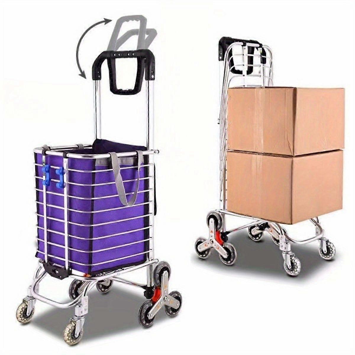 Utility Foldable Shopping Cart Trolley, Aluminum 8Wheel Alloy Stair Climbing, Collapsible for Transport
