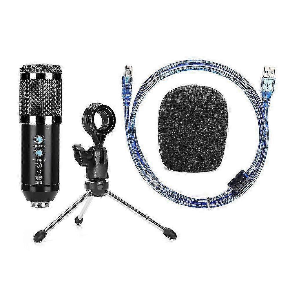 Condenser Microphone Stable USB Desktop Tripod MIC High Sensitivity Adjustable Angle for PCBlack