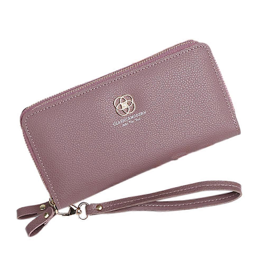 Dubbel Dragkedja Armband Plånbok-Lila