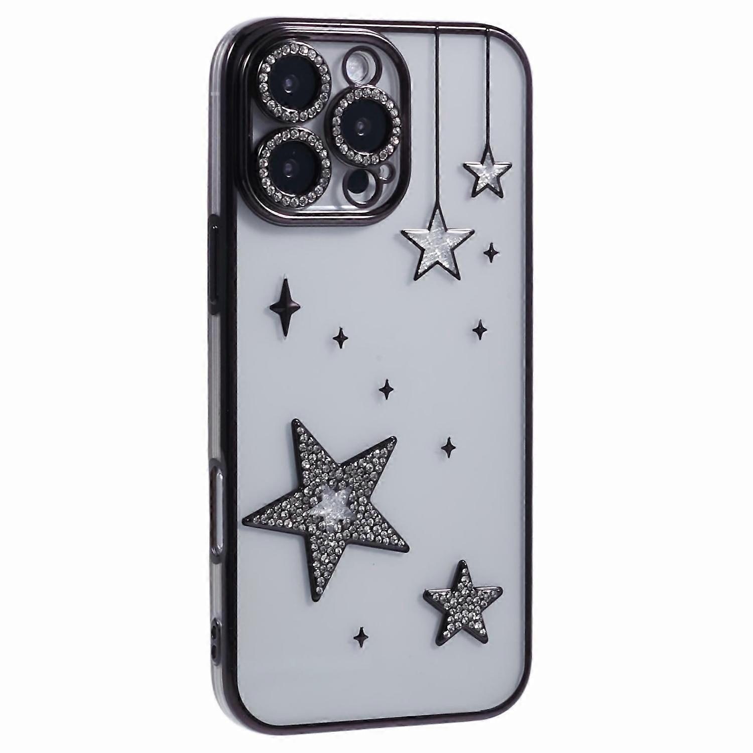 For iPhone 16 Pro Max Case 3D Bling Stars Electroplating TPU Clear Phone Case