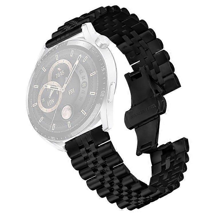 For Huawei Watch GT 3 46mm Wrist Band 5-Bead Stainless Steel Butterfly Clasp Watch Strap