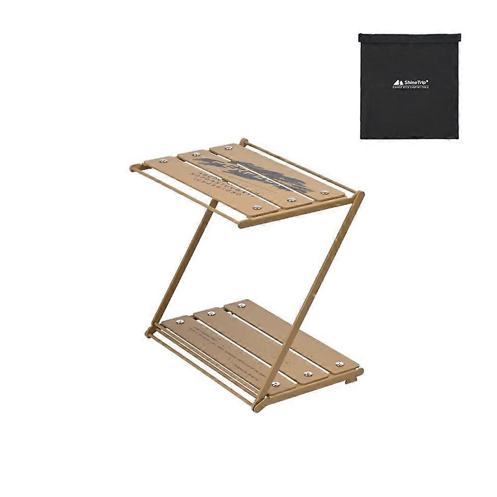 Outdoor Camping Cups Bowls Folding Storage Rack 2-Tier Aluminum Alloy Picnic Tableware Organizer Shelf