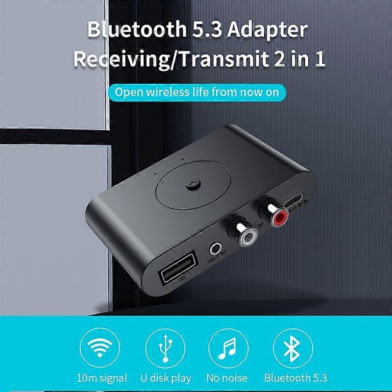 2 IN 1 Bluetooth 5.3 Transmitter Receiver 3.5mm AUX RCA USB U-Disk Stereo Music Wireless Audio Adapter For TV PC Car Kit Speaker