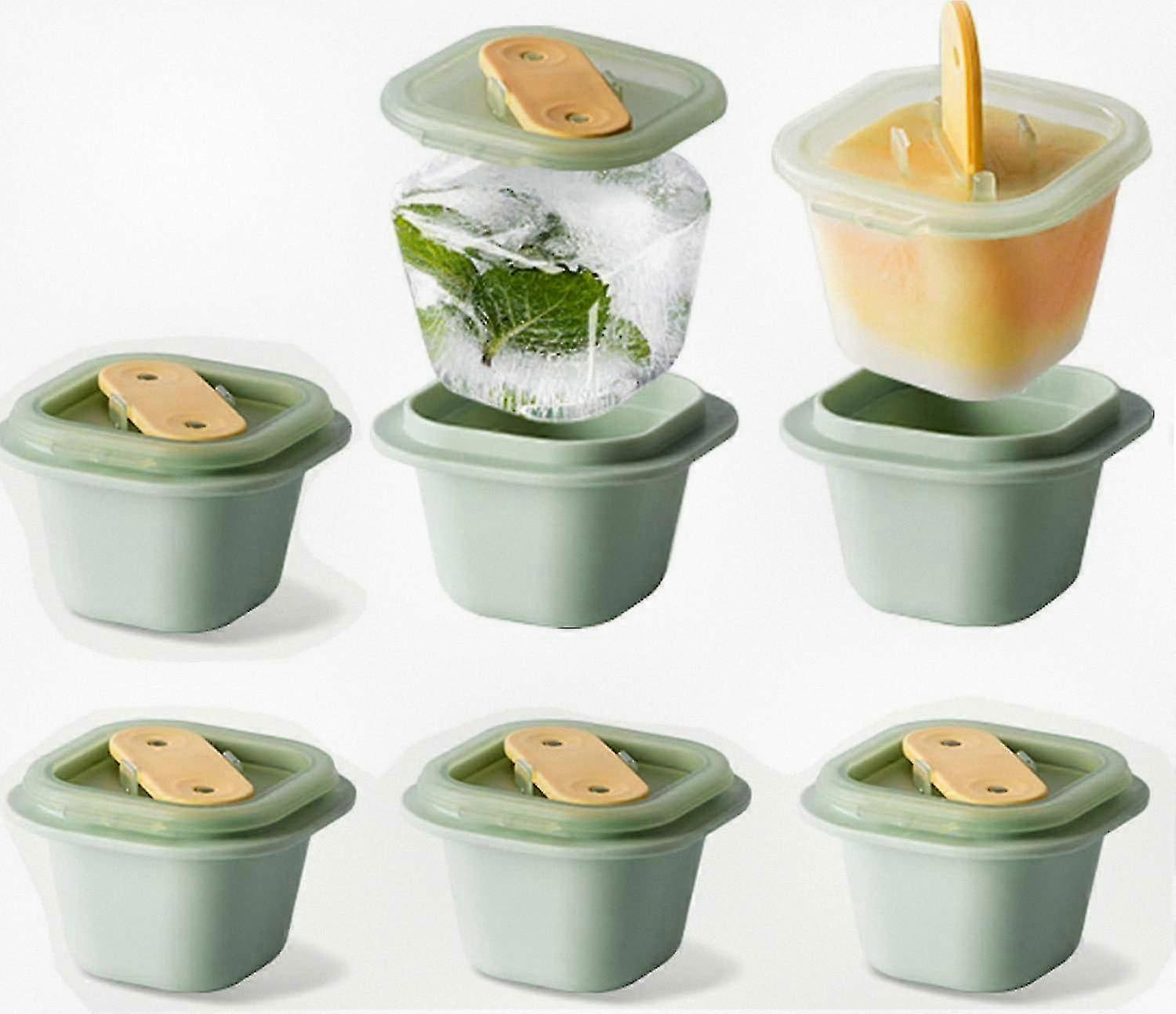 Silicone Ice Cube Molds Set of 6, Easy-Release Square Molds with Sticks and Lids for Perfect Popsicles and Chilled Drinks