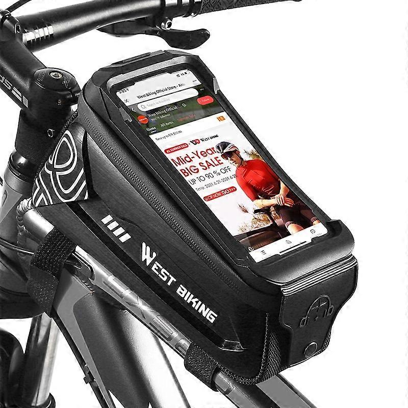WEST BIKING 2.5L Bicycle Front Beam Mobile Phone Touch Screen Hard Shell Bag
