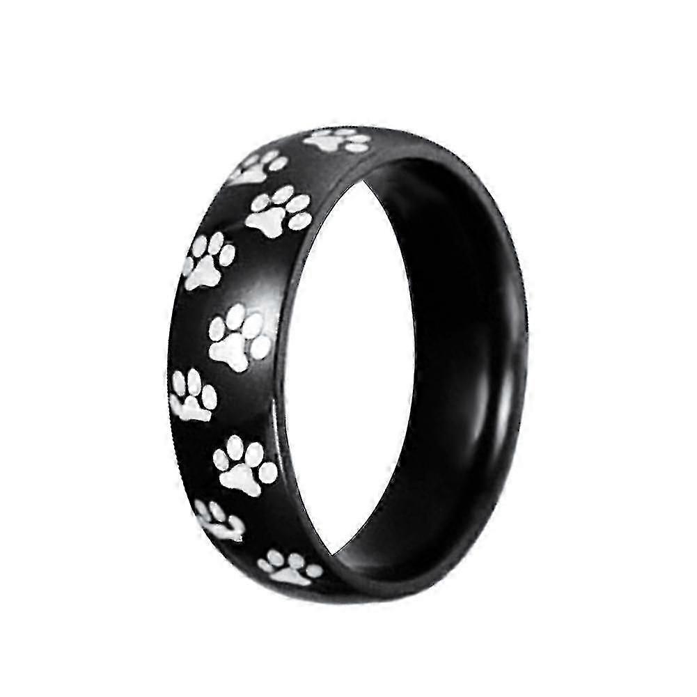 Merryso mænd kvinder søde dyr pote print titanium stål fingerring smykker fødselsdagsgave