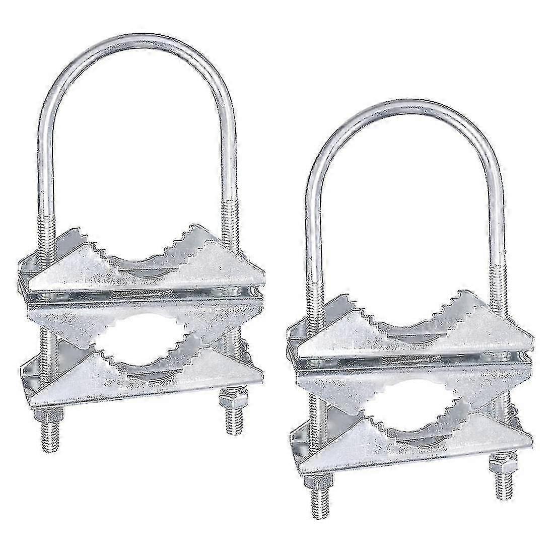 Double Antenna Mast Clamp V-jaw Bracket U Bolts Pipe Mounting Hardware 2 Sets For Wifi Antenna, Tv-Good