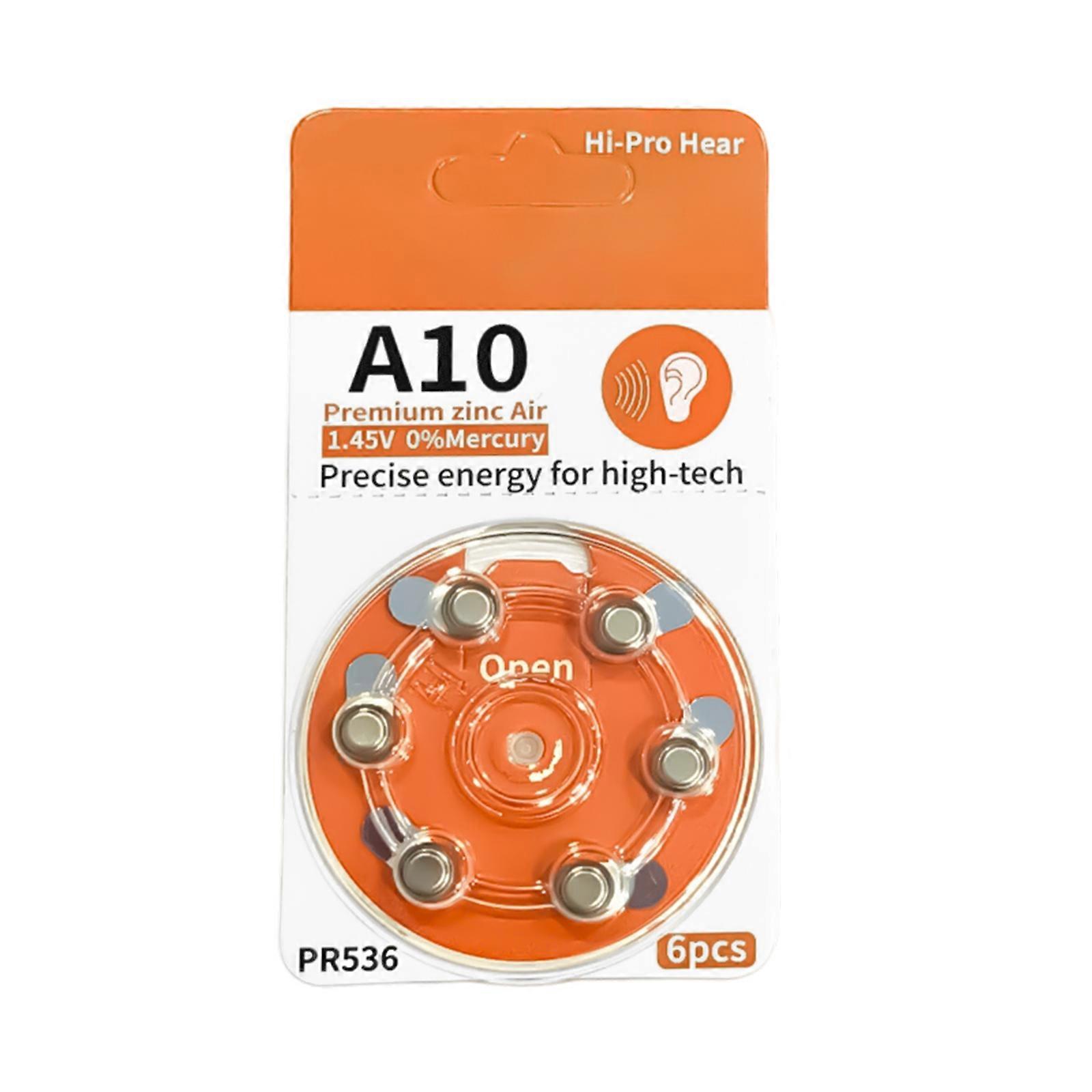 6pcs A10 Button Cell Batteries For Hearing Aids Ensuring Consistent Performances And Easy Installation