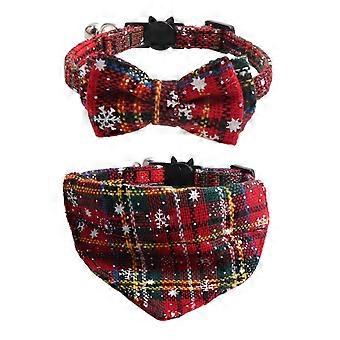 Dog Cat Christmas Collar Snowflake Neck Kerchief Puppy Suit Collar Necklace Collar Cute Girl Dog Collar Bandana Multicolor