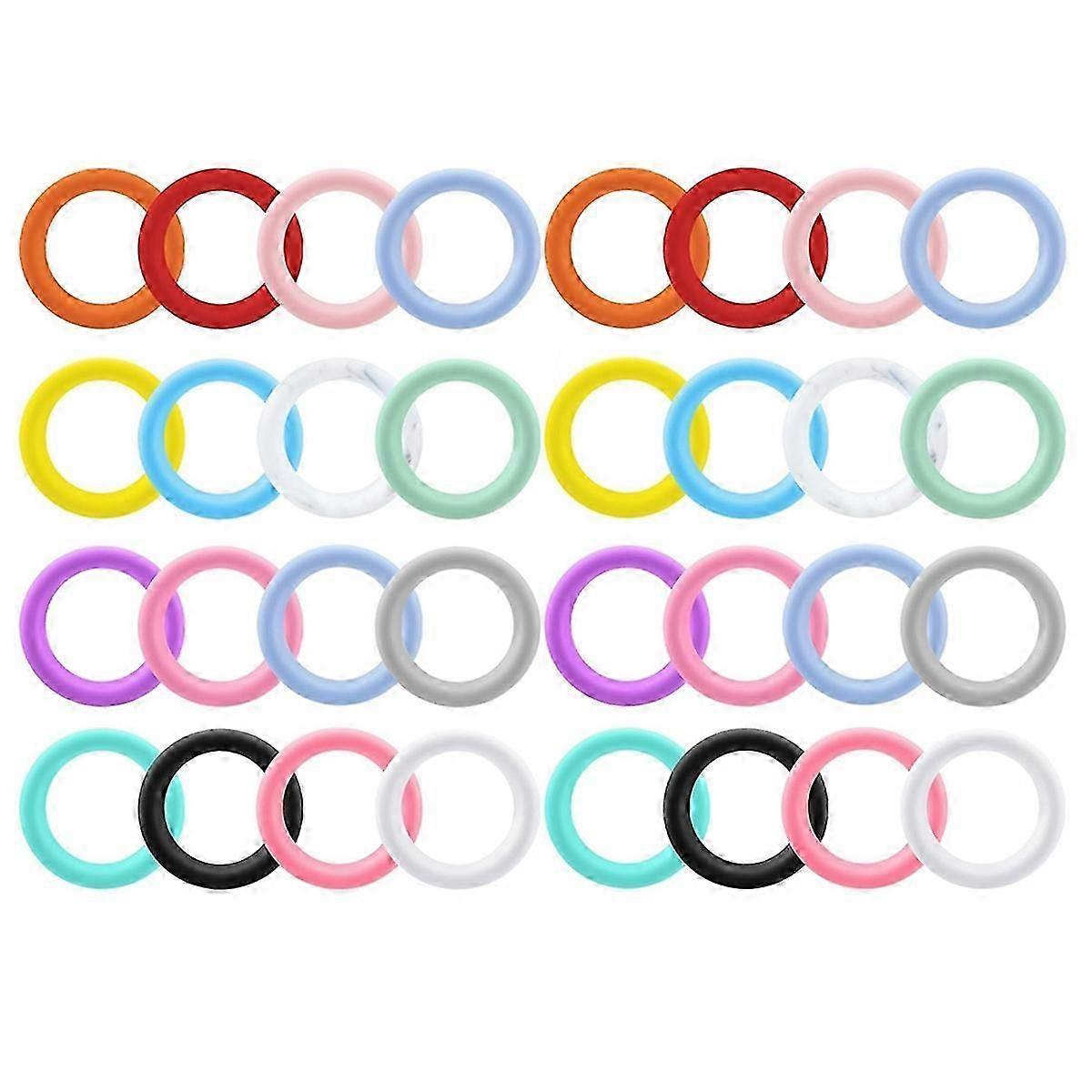 32Pcs Silicone Beadable O Rings 65mm Round Silicone Loop with 2 Hole