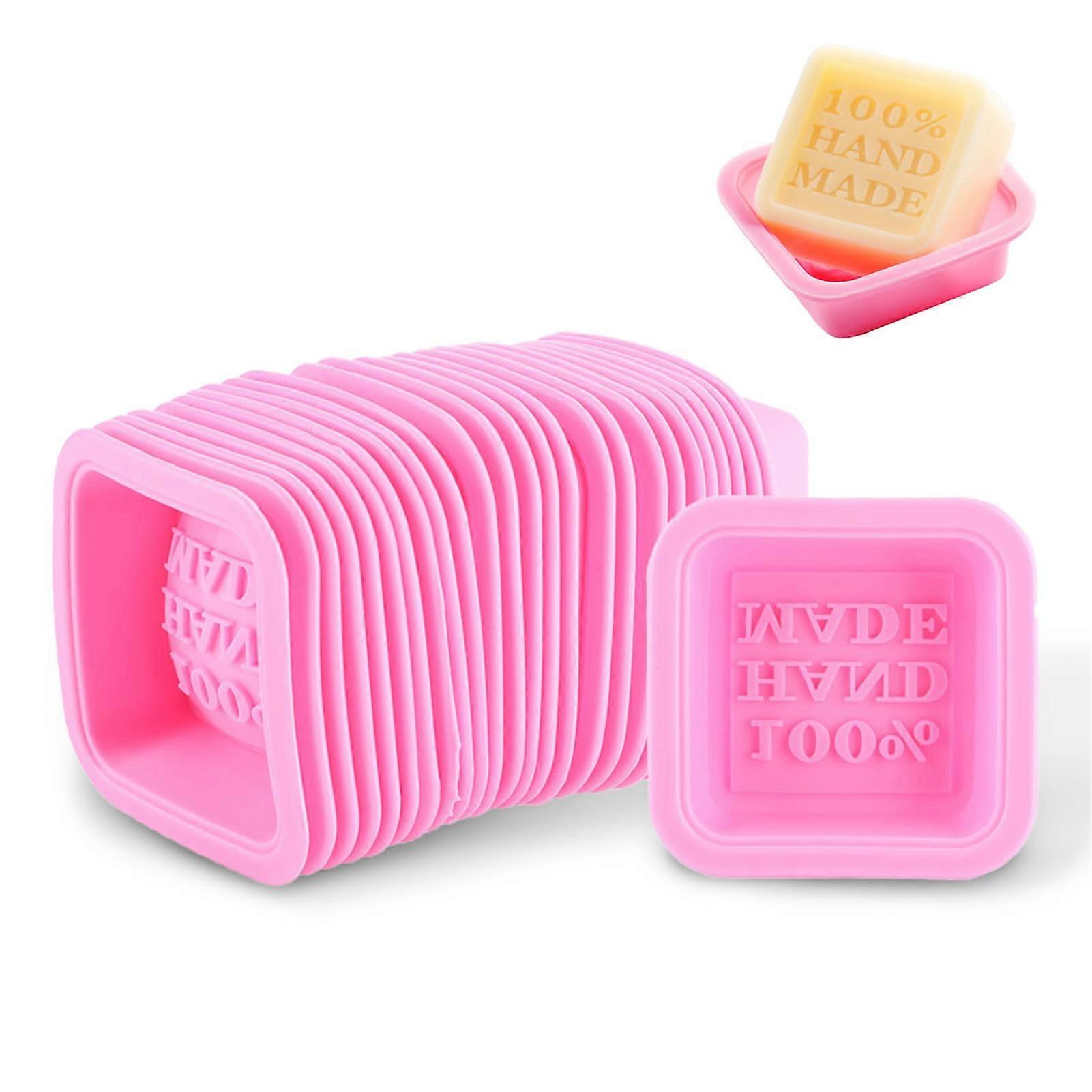 25PCS Silicone Soap Molds for DIY Soap Candle Baking, Square Oval Design, Pink Color, Ideal for Cake and Bread Making