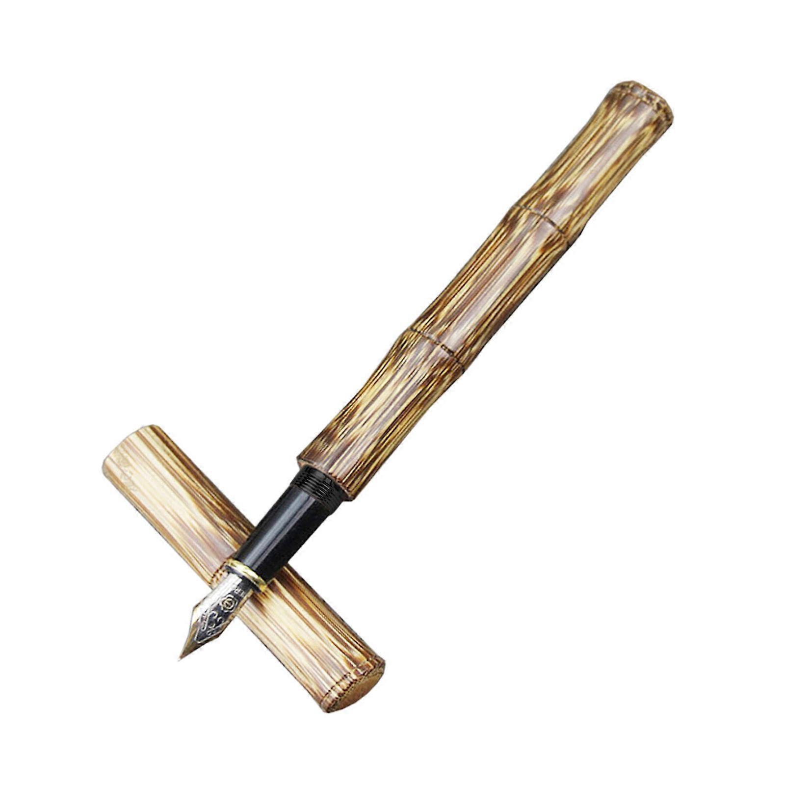 0.5MM Nib Fountain Pen Retro Bamboo Barrel Pull-out to Refilled Ink for Calligraphy Business Art Signature Illustration Multicolor