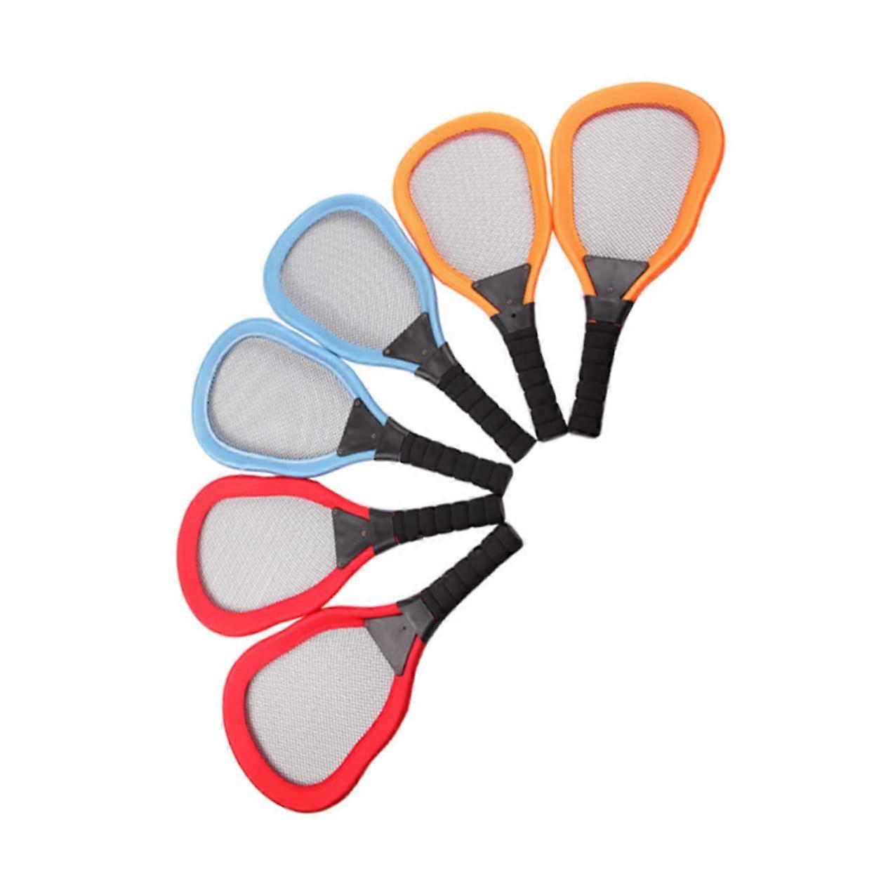 5Piece Sports Toy for Fabric Tennis Racket and Badminton Racket for the Beach, 2 Rackets 1 Badminton Ball 2 Ocean Balls, Random Colour, Ideal for