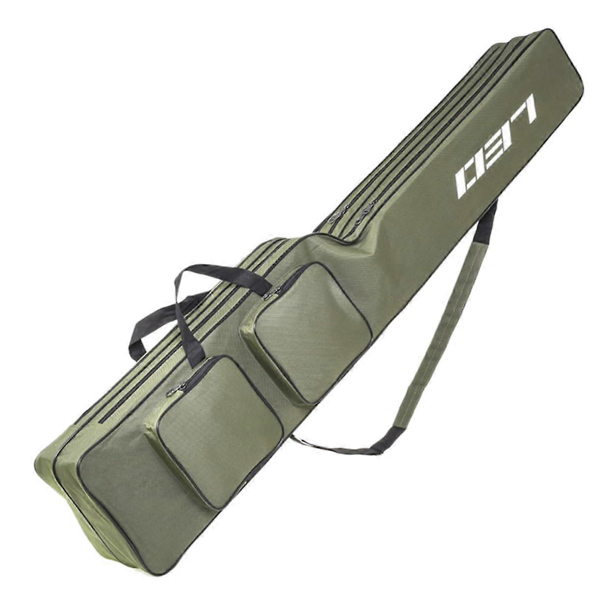 Fishing Gear Bag for Fishing Rods, Durable Green Tackle Sack with Adjustable Straps and Multiple Compartments