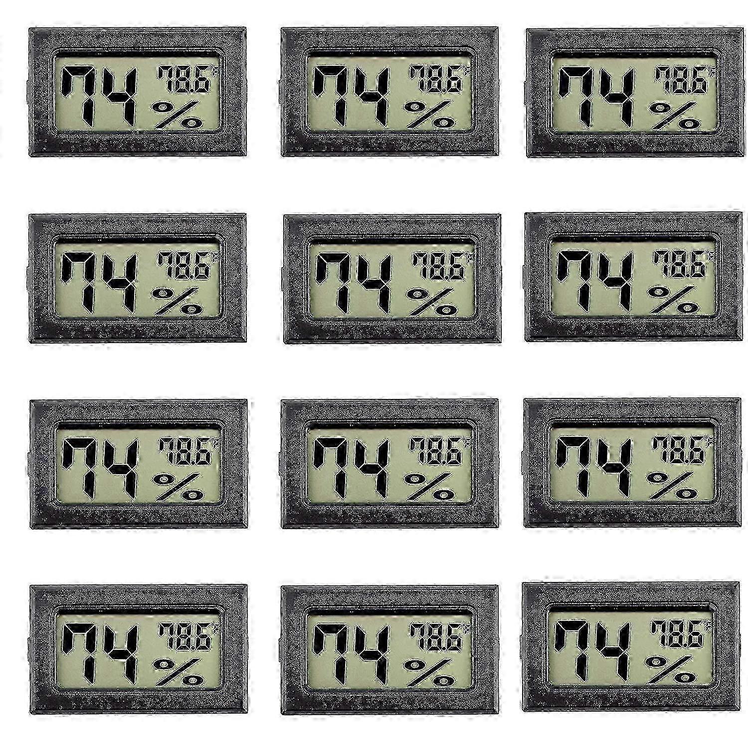 12 Pack Mini Digital Thermometer Hygrometer with LCD Display