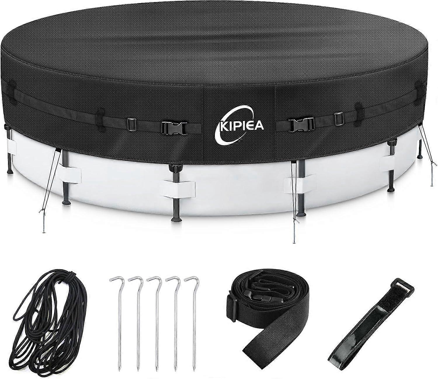 2025 Latest Model  Upgrade 500D 18ft Round Pool Cover with Full Circle Straps