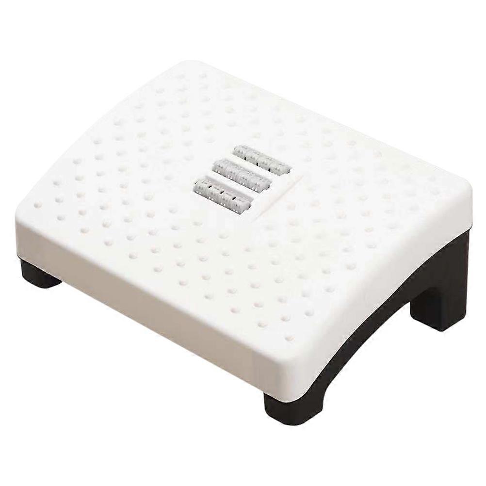 Ergonomic Footrest Stool with Massage Function for Home Use Made of Plastic White Color