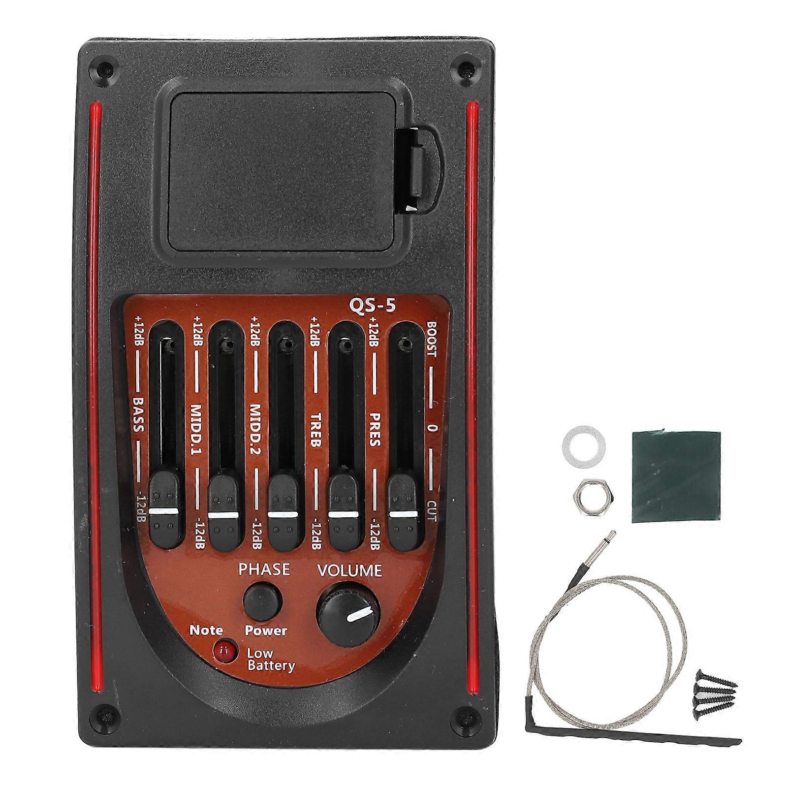 Guitar Preamp, Acoustic Equalizer, 5 Band Equalizer, Tuner, Pre-Wired, Replacement Accessories