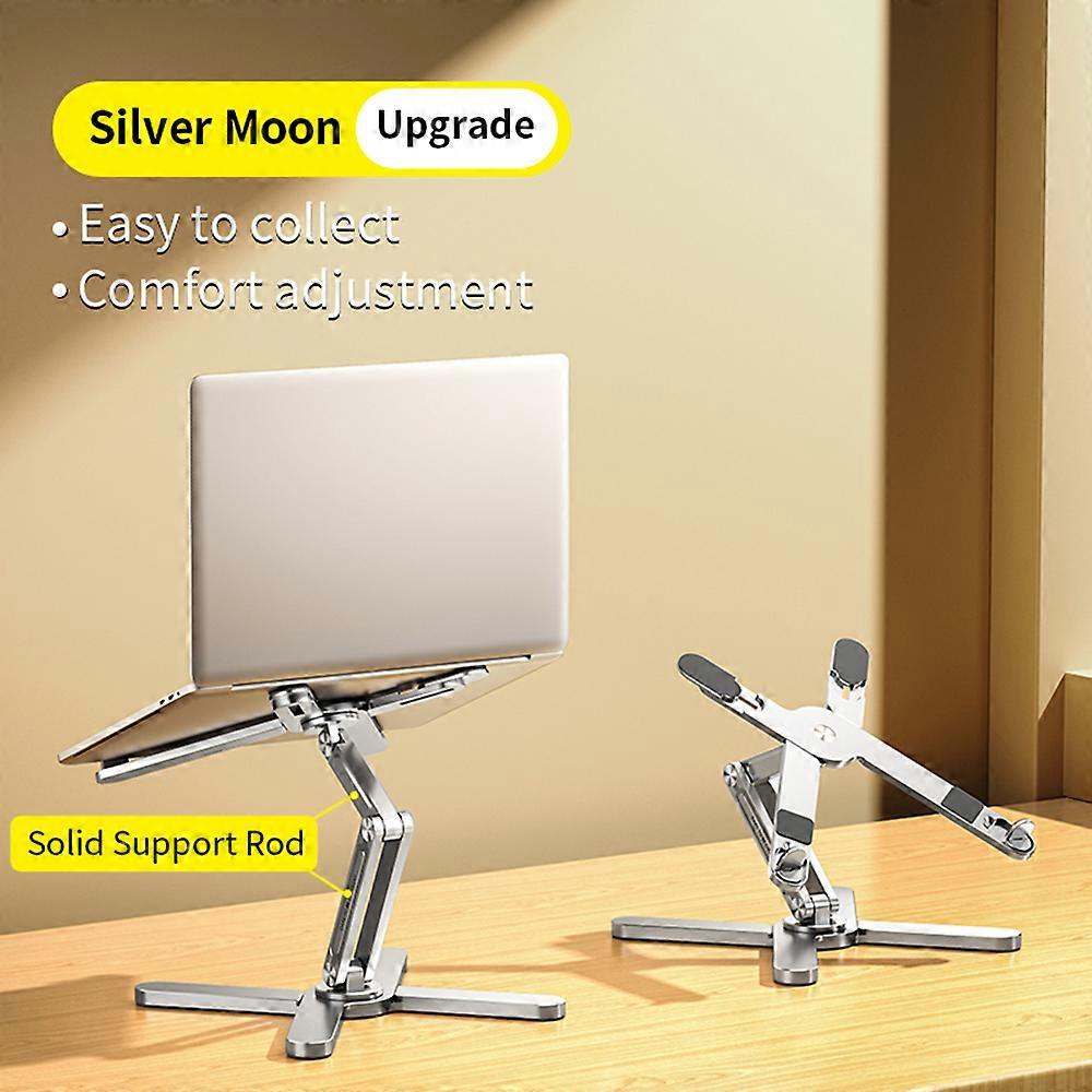 Laptop Stand with 360 Rotating Metal Foldable Holder for 16'' Computer Notebook X-Shaped Ergonomic Portable Adjustable Desk Laptop Riser