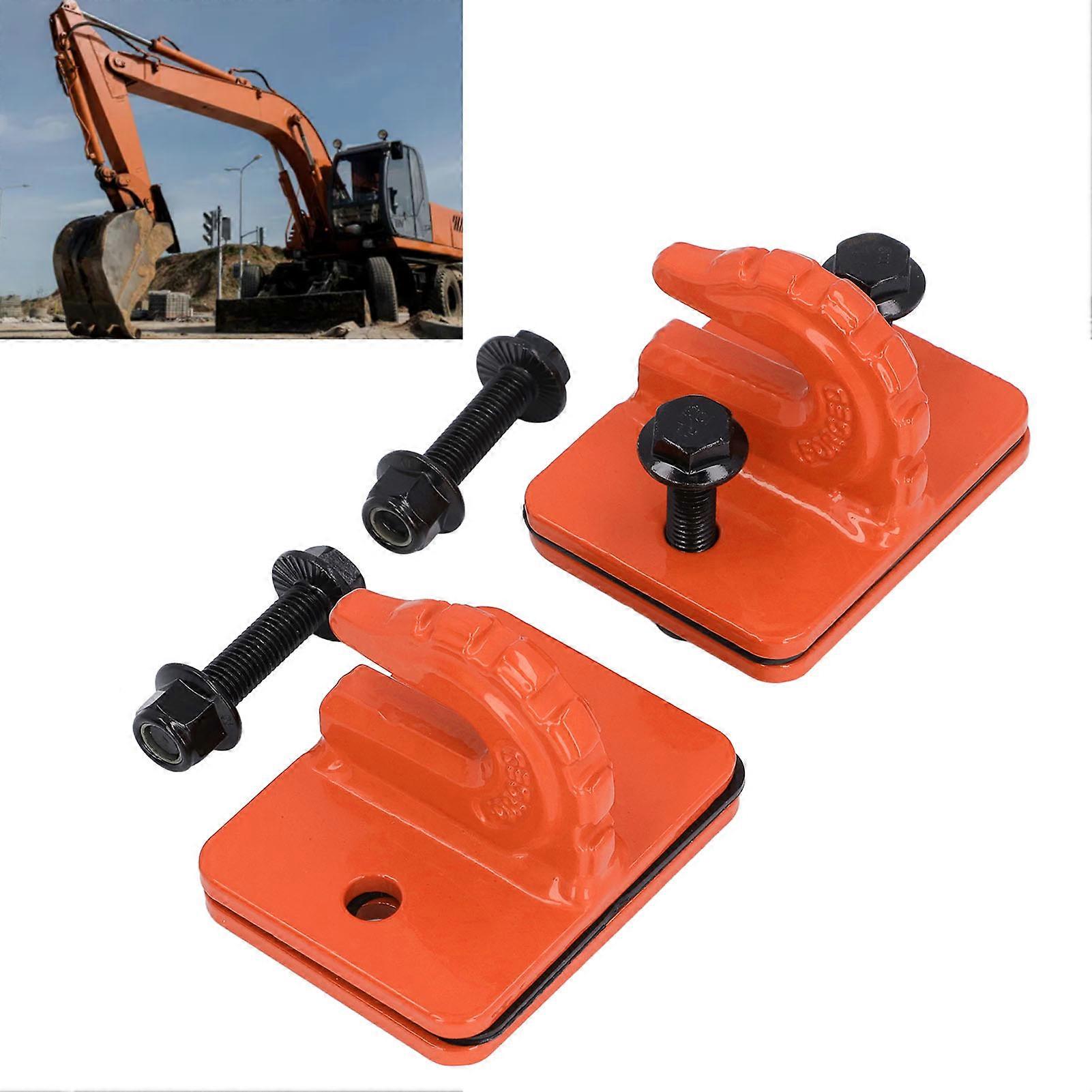 2 Set Tractor Bucket Grab Hook Set 3/8in Grade 70 Alloy Steel Tractor Bucket Hook for RV UTV 15000LBS Orange 
