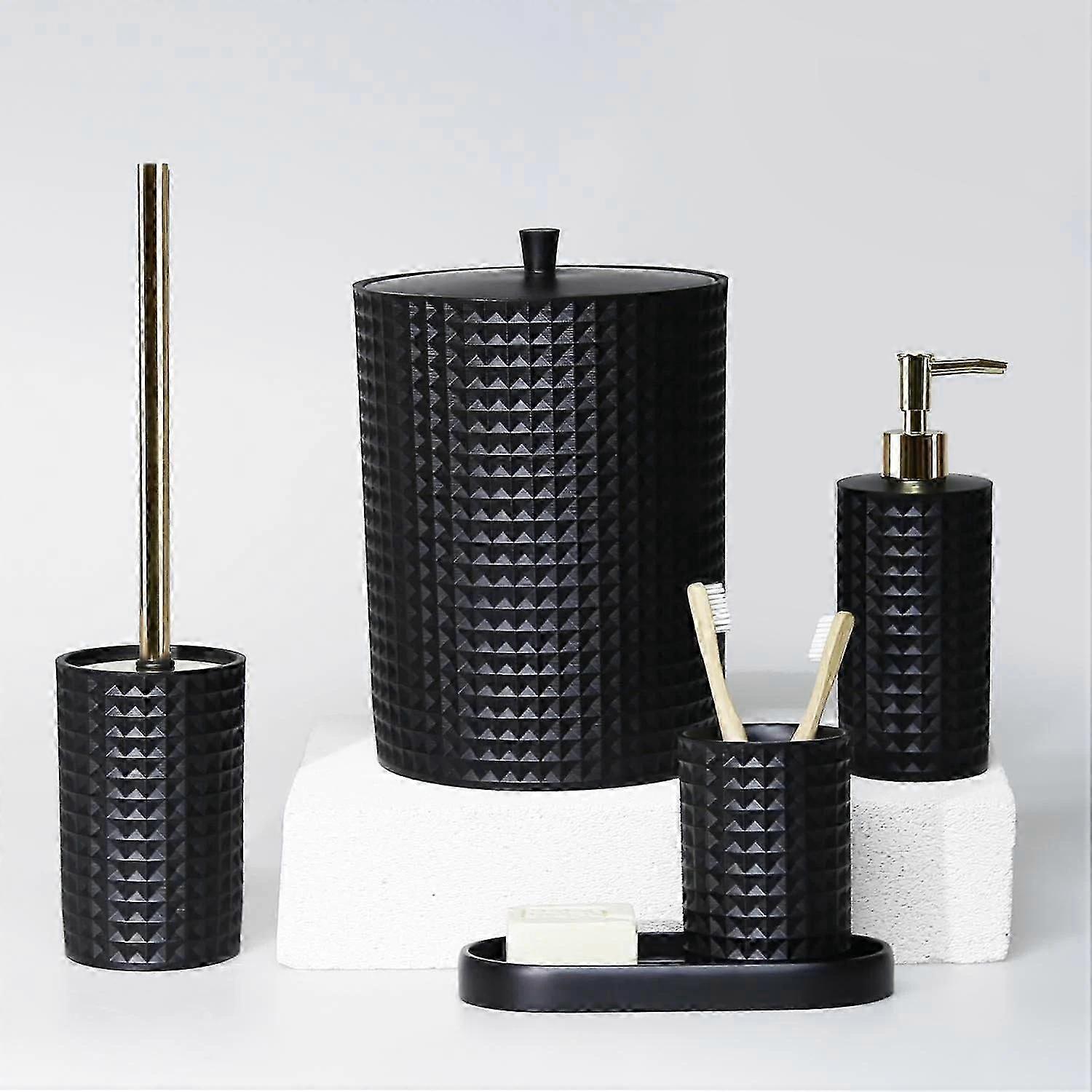 5-delat svart Neptune badrumstillbehörsset