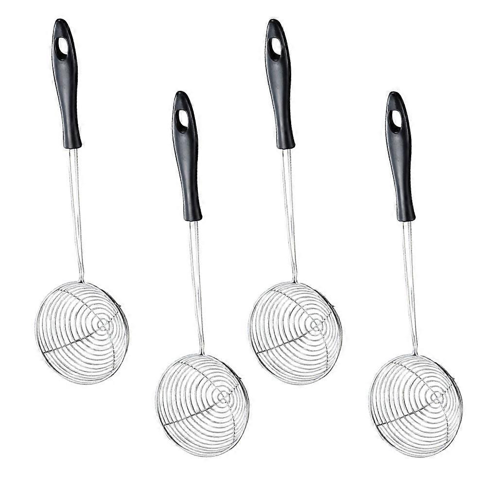 4pcs Stainless Steel Kitchen Colanders Strainers for Hot Pots (Black)