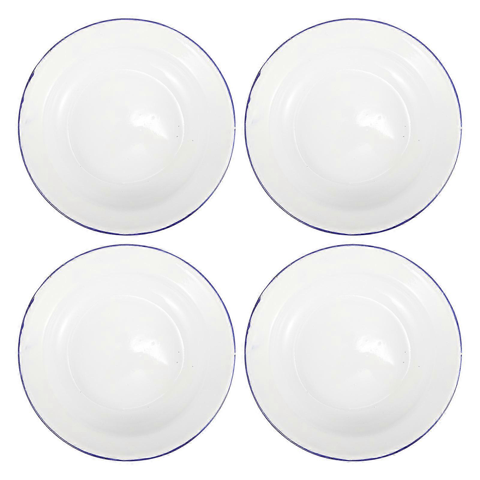 4pcs Vintage Enamel Plates, Decorative Food Serving Plates for Fruits, Snacks, Desserts, Smooth Edges, Practical Kitchenware for Use