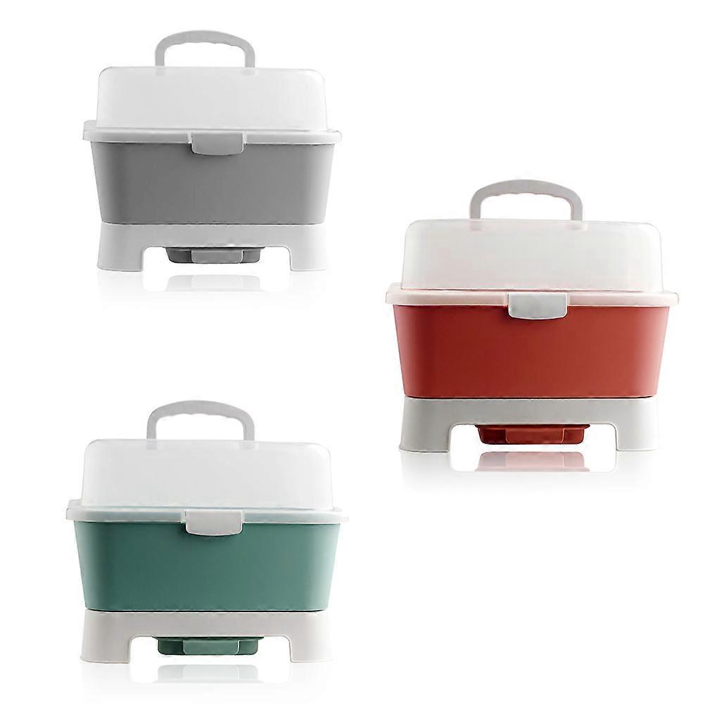 Kitchen Utensil Drying Rack Draining Flyproof Tableware Drainer Grey 36x36x27cm 1Set