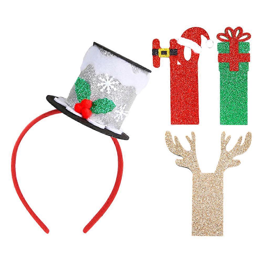 Comfortable Structure Christmas Top Hat Headband Non Woven Fabric Party Accessory for Adults and Children 1Set