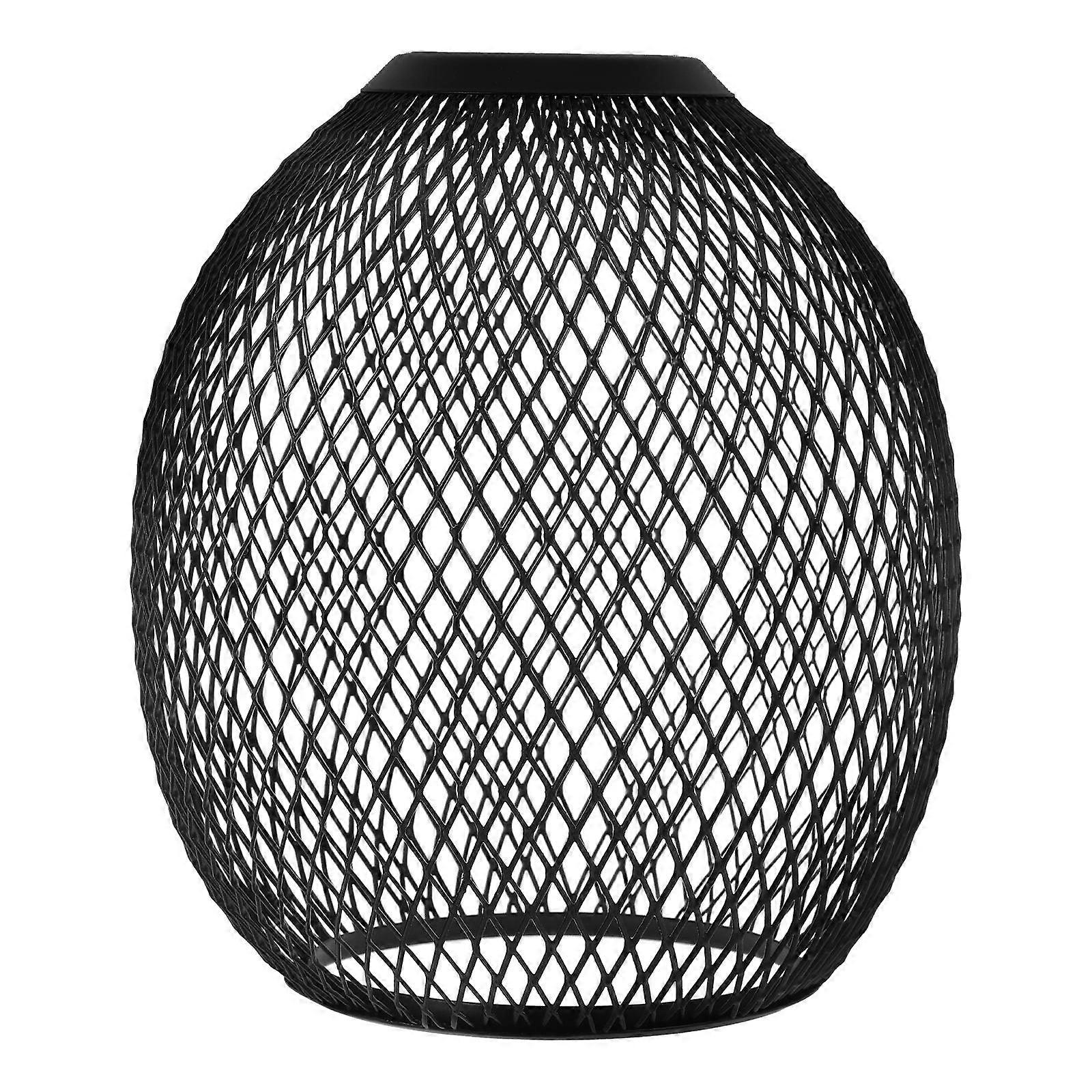 Retro Industrial Iron Wire Lampshade – Drum Shape Hollow Pendant Light Cover for Home Table Lamp – Space Saving Metal Mesh Cage with Classic