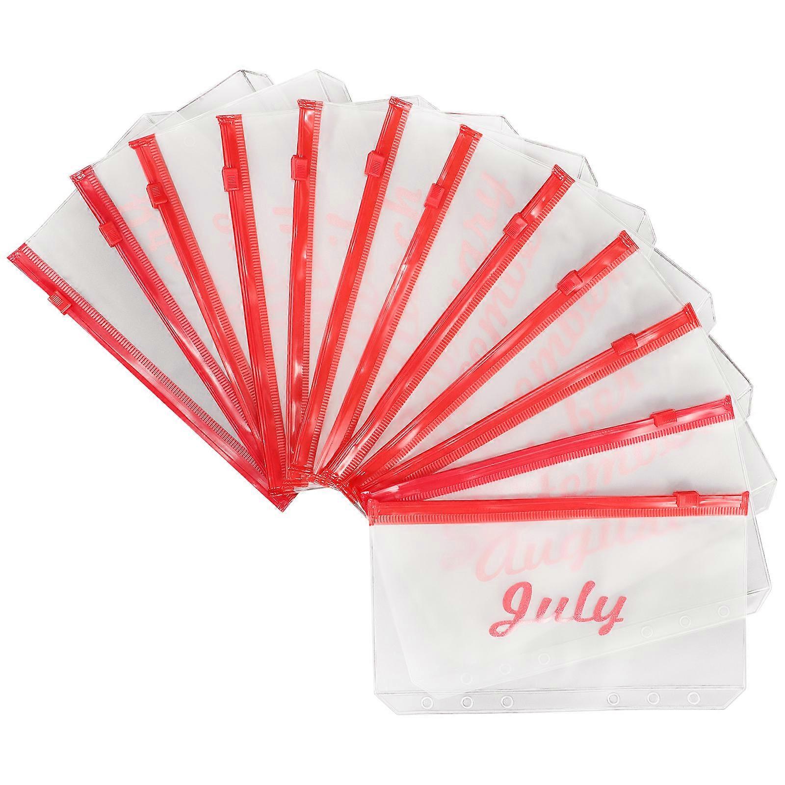 Cash Envelopes Binder Document Filing Bags For Financial Planning Work 17.5X10.5cm PVC 12Pcs