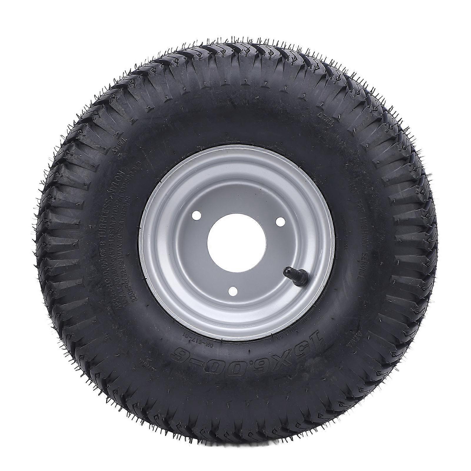 15x6.00-6 6in Front Tire and Wheel Assembly Rubber Compound Enhanced Traction Control for Lawn Tractor Garden Mower