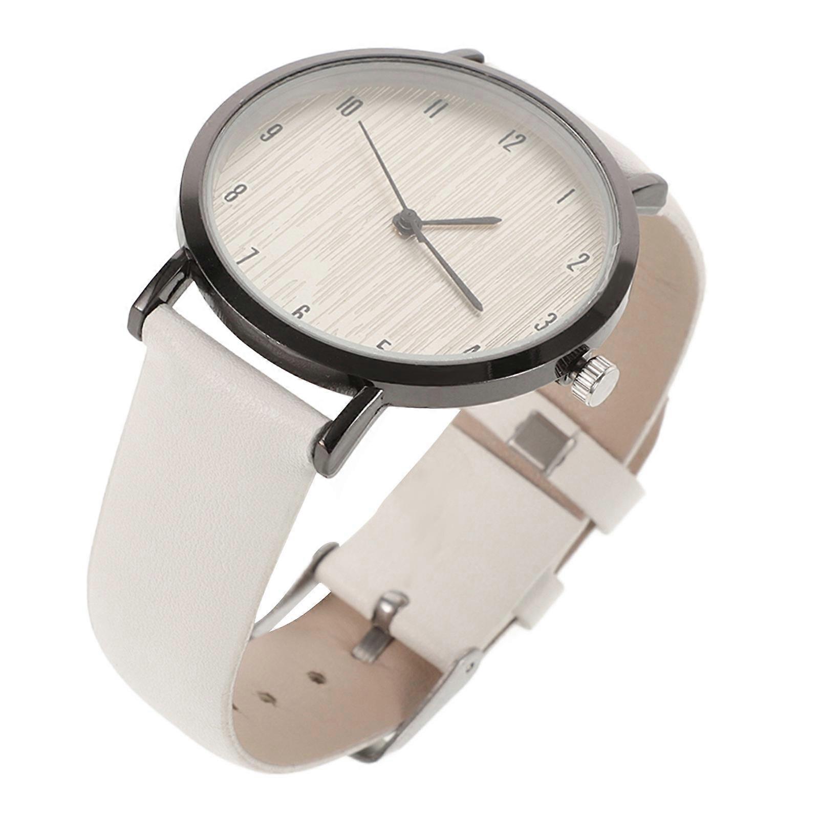 Women's Watch Simple Style Wrist Watch White Leather Strap Party Time Keeping 1Pack
