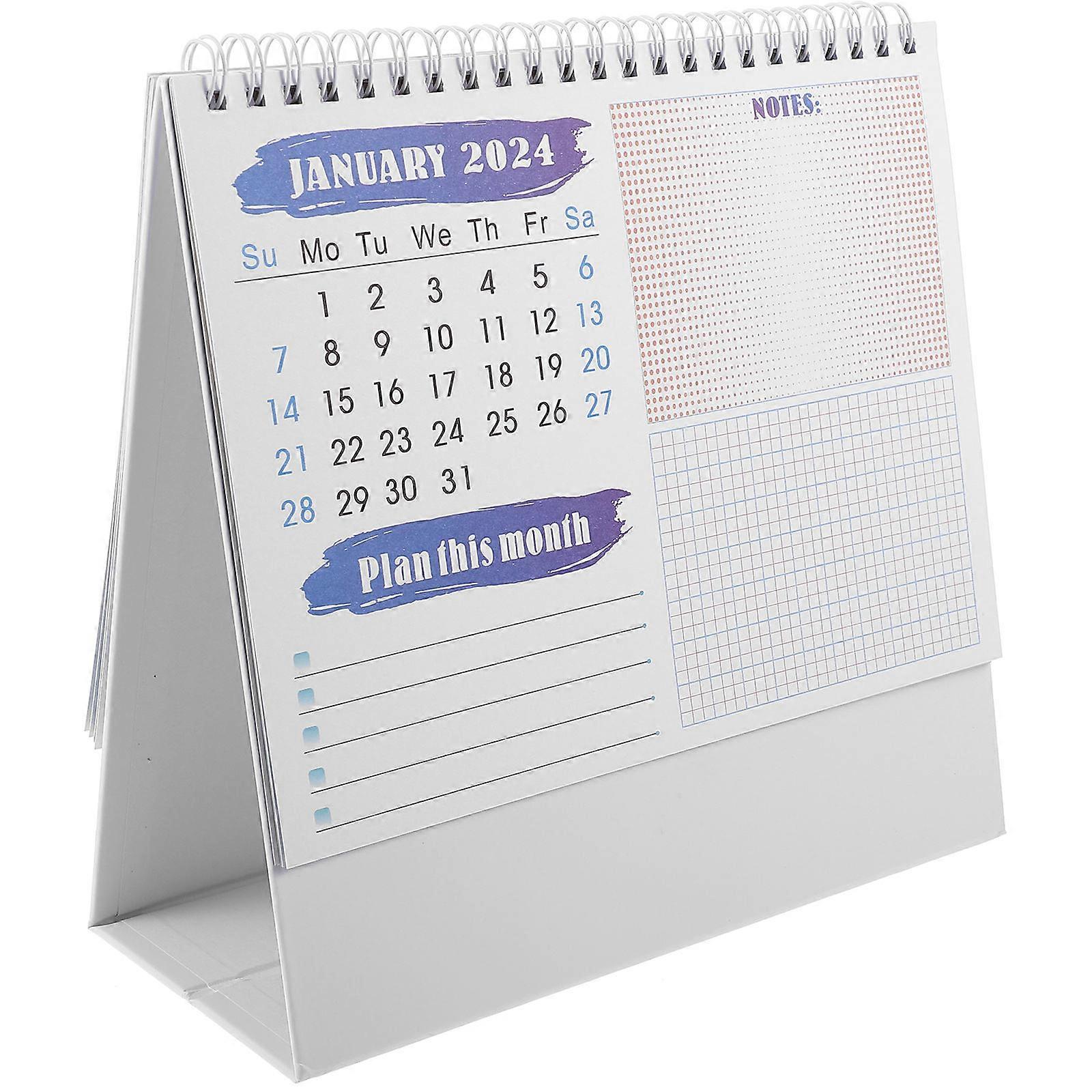 Educational Aid Desk Calendar Small Size 8.06X8.06X3.14in Reminder 1Pack