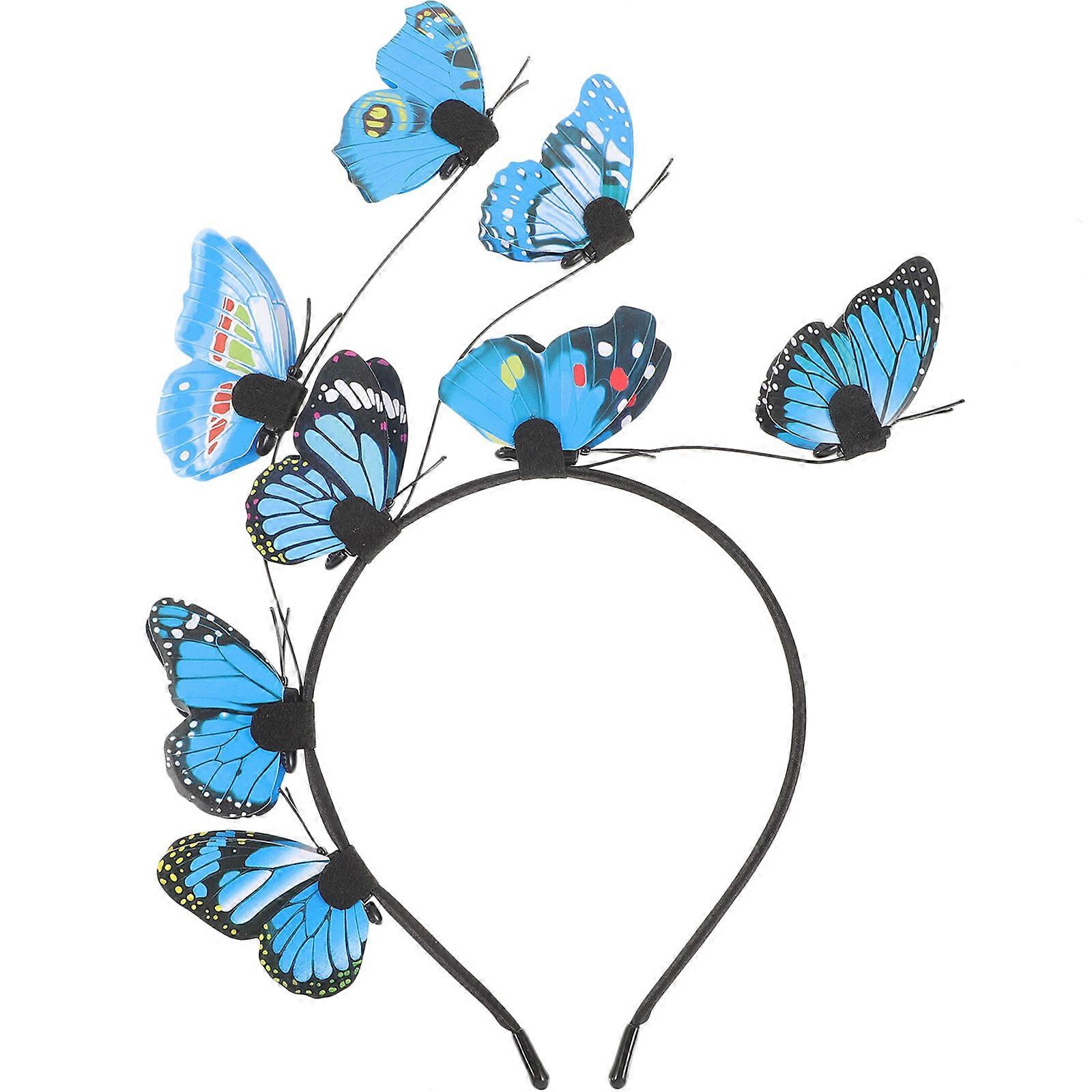 عقال العروس اكسسوارات الشعر للنساء عقال فراشة الزفاف للعروس عقال للعروس للنساء عقال حفلة تنكرية أزرق 20x20 سم جولة 1 حزمة