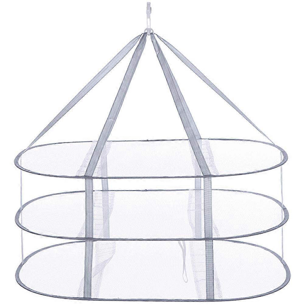 Clothes Drying Net Fabric Folding Hanging Dryer Three Layers Clothes Drying Indoor Use 77X61X39CM Prevent Deformation 1Pcs