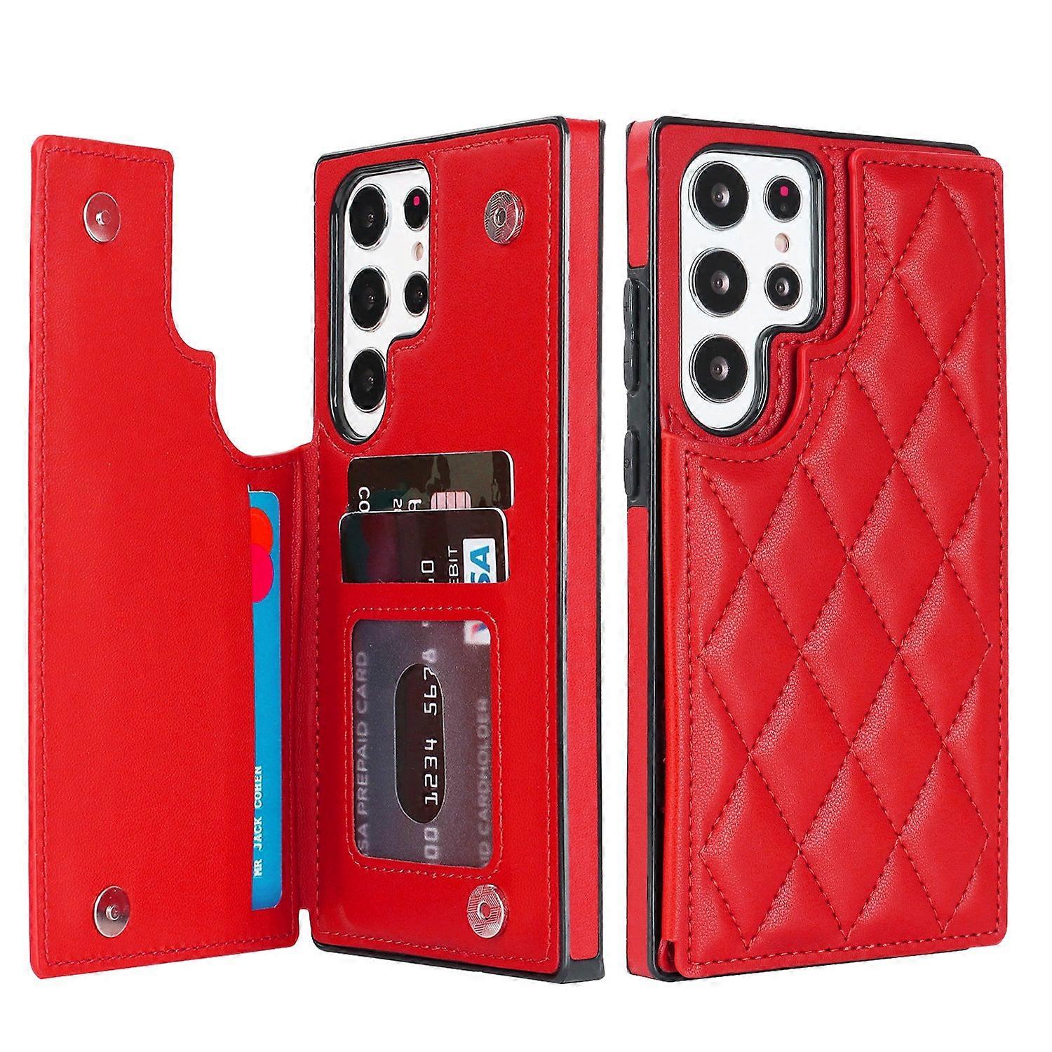 Case For Iphone 13 Red Ins Multi-function Card Holder Wallet Slot No341