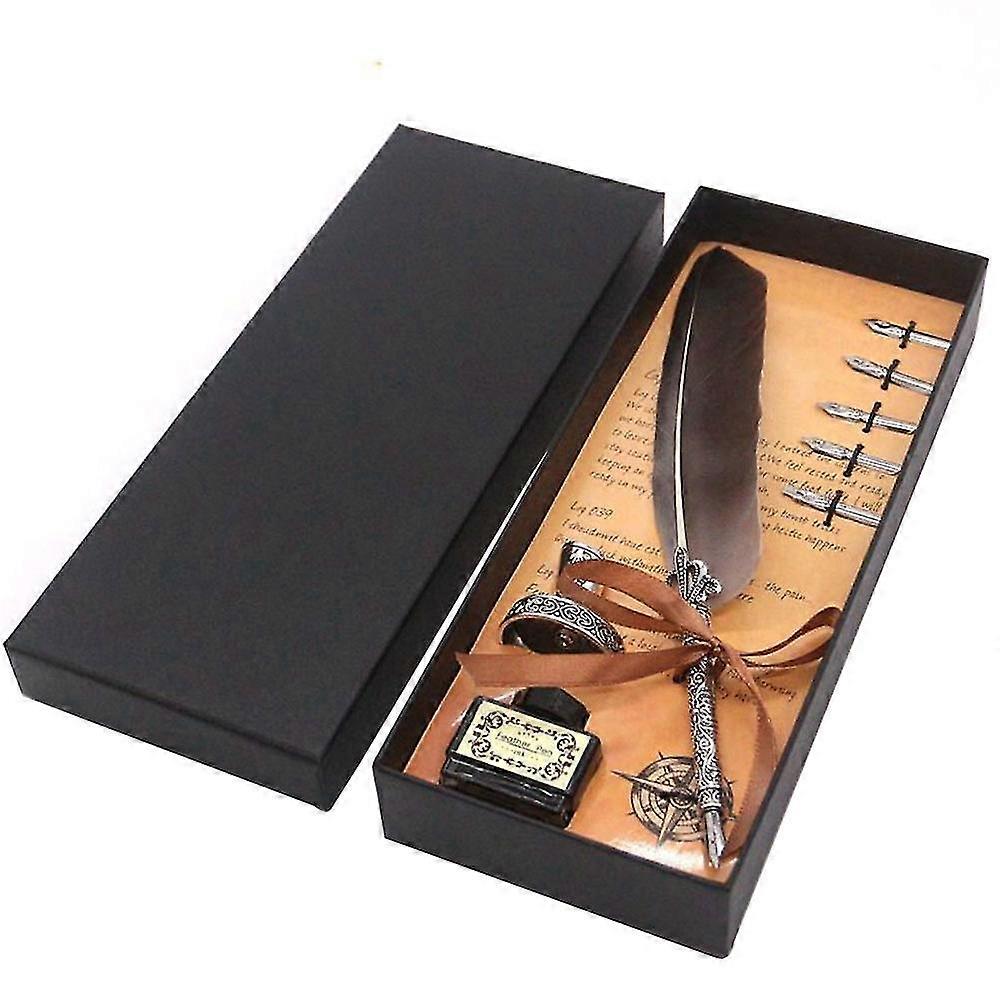 Peacock Feather Metal Pen (black)