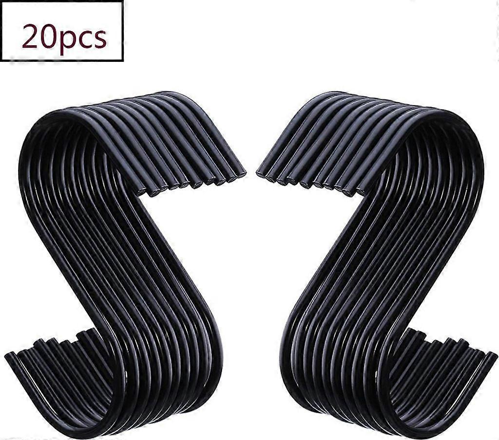 20 Pack Black S Hooks, S-Shaped, Kitchen Pot Hooks