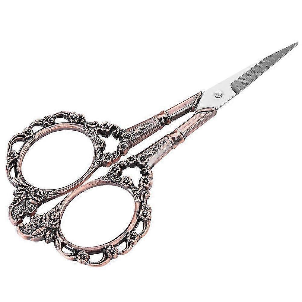 Vintage Flower Embroidery Classic Stainless Steel Scissors, Handmade Scissors Suitable for Various Crafts (Red Bronze Finish)