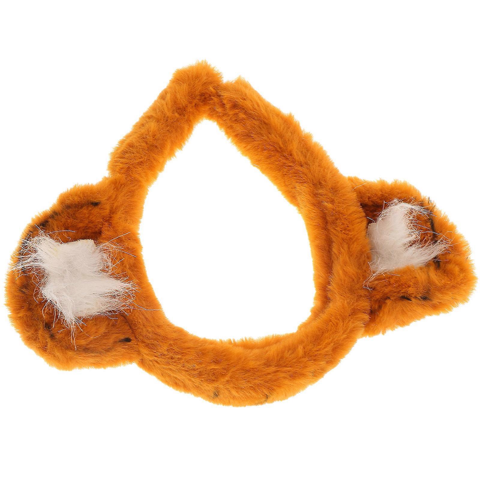 Orange Plush New Year Headdress for Decor Comfortable and Lightweight with Tiger Ear Design Fits Kids