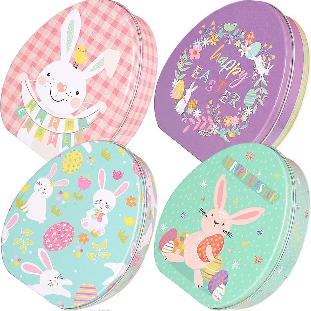 Easter Eggs Shaped Candy Boxes Rabbit Pattern For Easter Party Storage 4Pcs