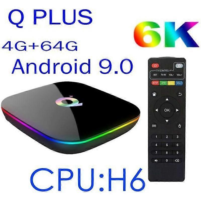 Android 90 Smart TV Box H6 6K Q Plus 4GB RAM 64GB ROM Quad-Core Playstore Youtube Wifi Set Top Box Media Player