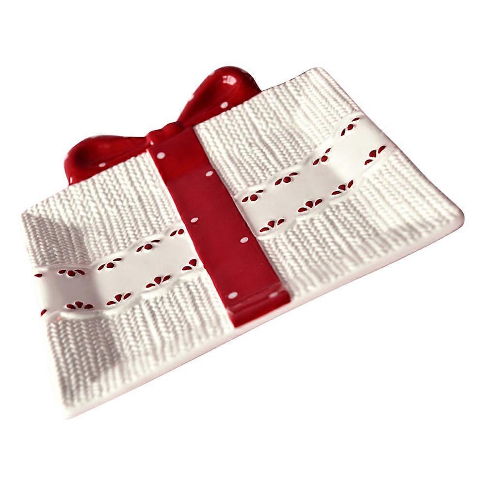 Creative Ceramic Red Bow Shape Snack Plate for Storage Use with Resistance