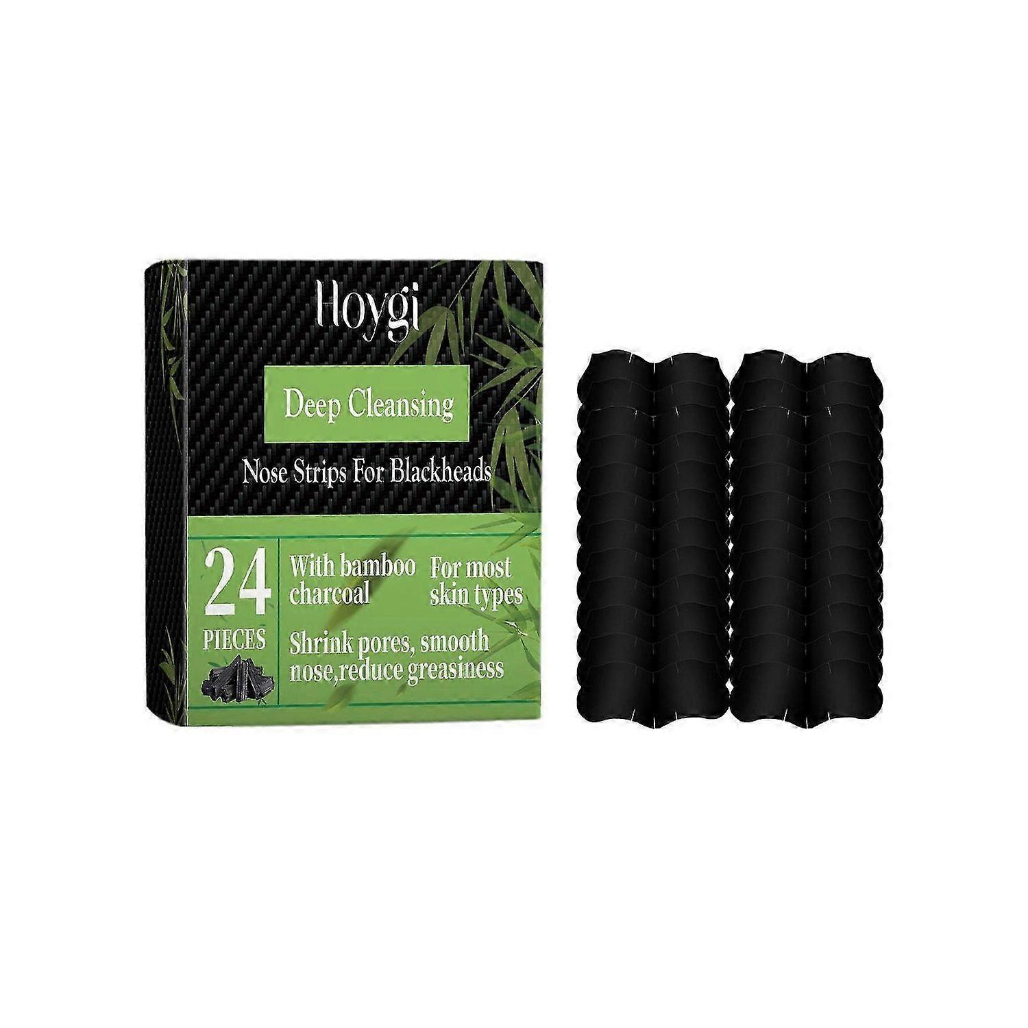 24-Pack Bamboo Charcoal Nose Strips - Deep Pore Cleansing for Blackheads & Oil Control | Gentle Formula for All Skin Types