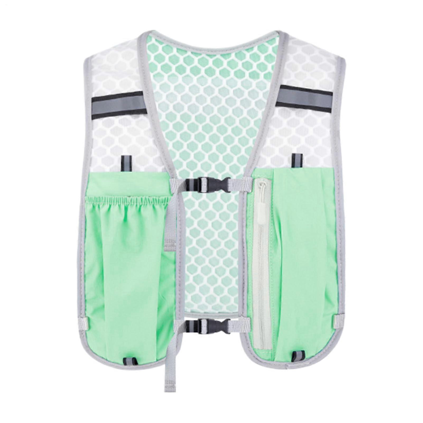 Flowing Water Vest Hydration Pack for Trail Running, Hiking, Cycling - Lightweight Chest Pack for Men Women in Green E