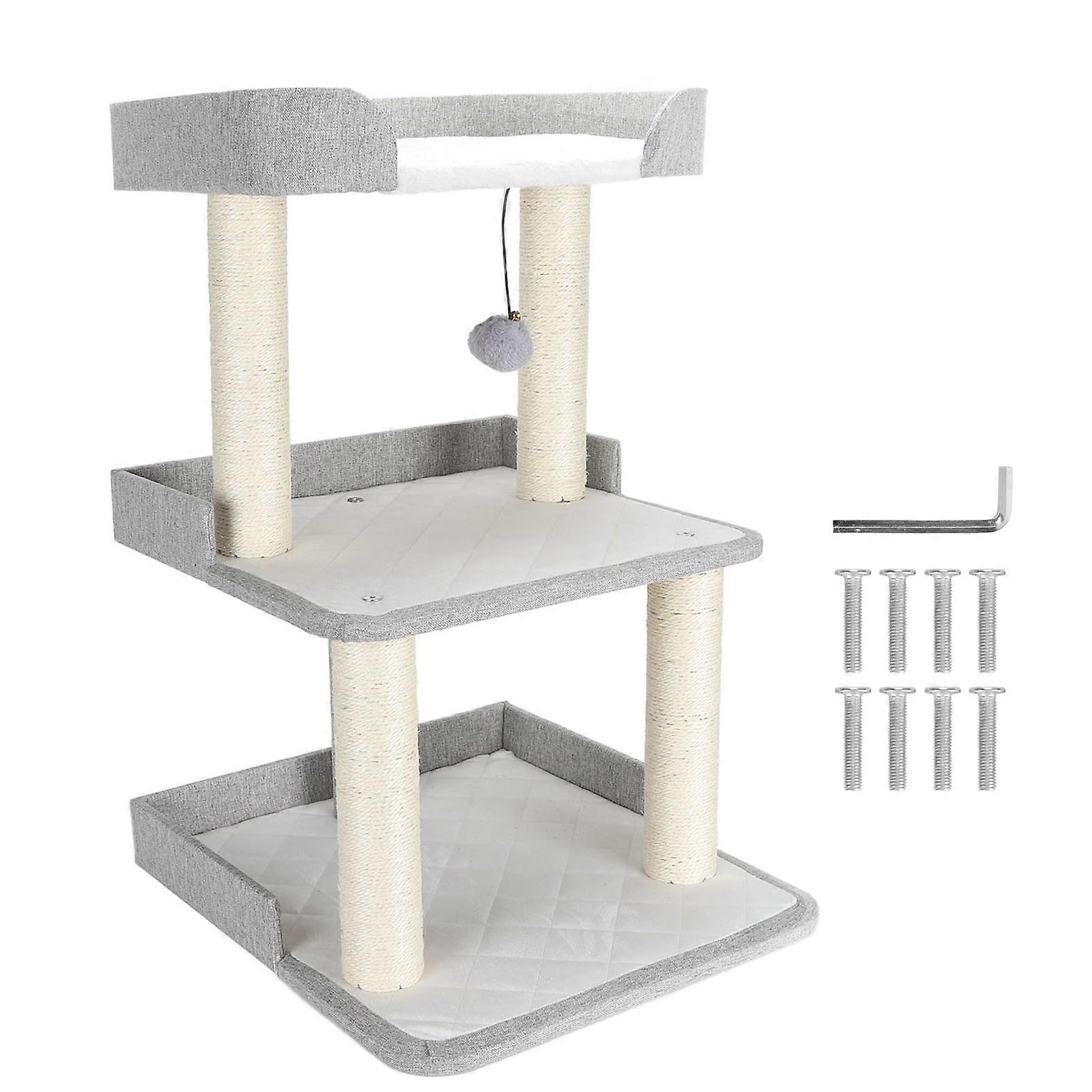Cat Tree Tower 3 Layers Stable Scratch Resistant Multifunctional Cat Bed Climbing Frame for Autumn and Winter