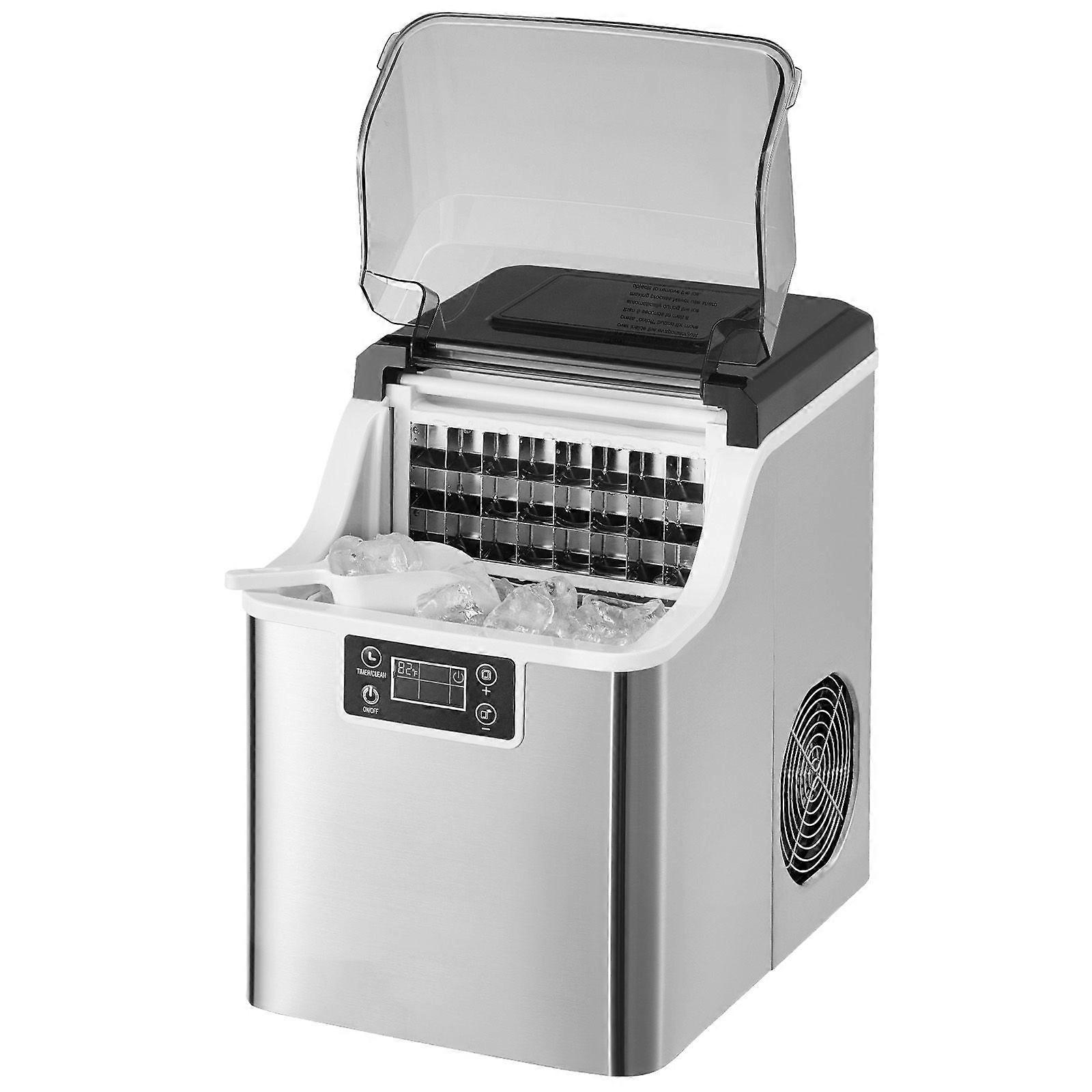 Machine à glaçons de comptoir, 24 cubes prêts en 15 minutes, 45 lb en 24 heures, machine à glaçons portable autonettoyante avec pelle à glaçons et panier