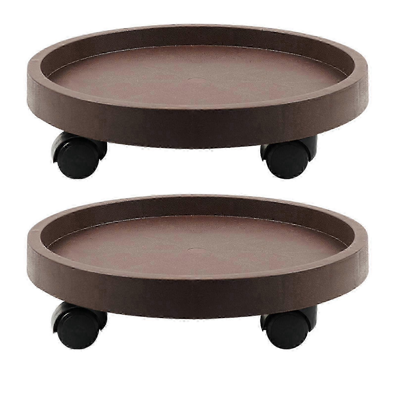 Round Movable Planter Tray with Wheels Durable Sturdy Mobile Base for Most Types of Plant Pots